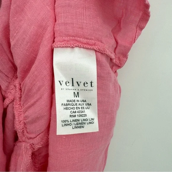 Velvet by Graham & Spencer Bernice Linen Ruffle Mini Dress in Pink Size M - Picture 10 of 13